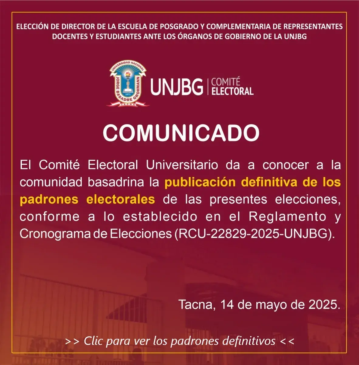 COMUNICADO -   padrones definitivos